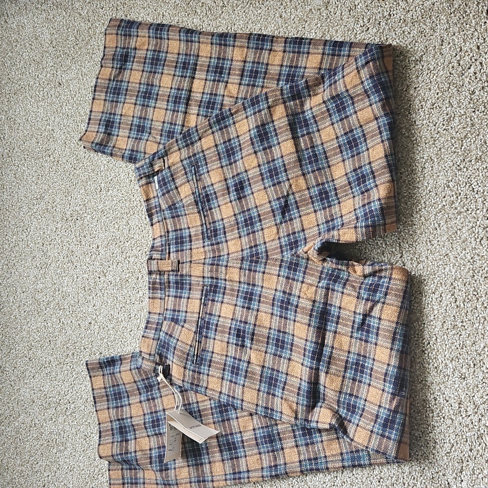 NWT Mother Denim Pleated Maven Prep Sneak Trousers In Delta Dawn Plaid size 30 - Picture 2 of 9